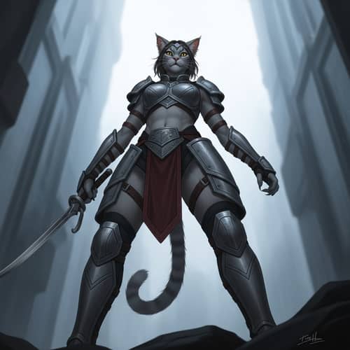 Anthropomorphic Female Feline Warrior | Skilled South Asian Cat Warrior