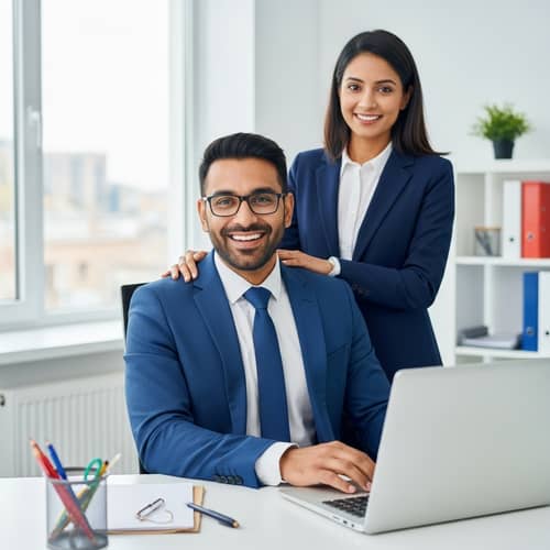 Dynamic South Asian Realtor In Modern Office | Professional Genre