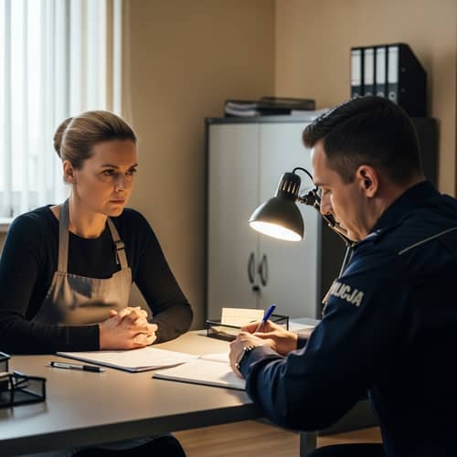 European Cleaning Woman & Polish Police Officer | Office Scene