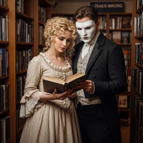 Blonde Christine Daae & Phantom of the Opera in Bookshop