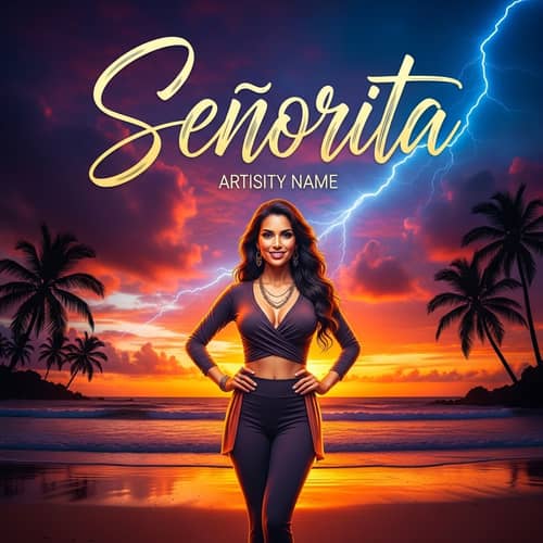 Señorita Album Cover - Vibrant Tropical Design