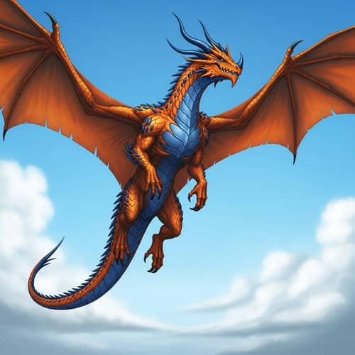 Original Dragon-Like Creature Soaring High in the Sky
