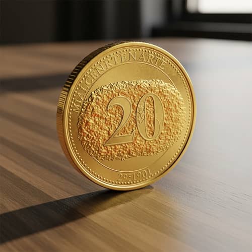 Croquette-Shaped Golden Coin: Detailed Engravings & Realistic Finish