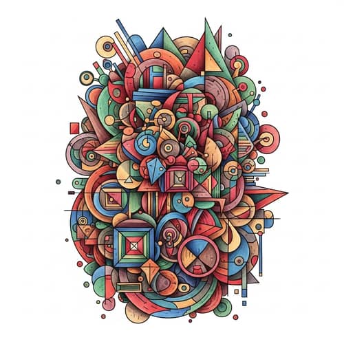 Vibrant Abstract Art with Geometric Shapes and Brush Strokes