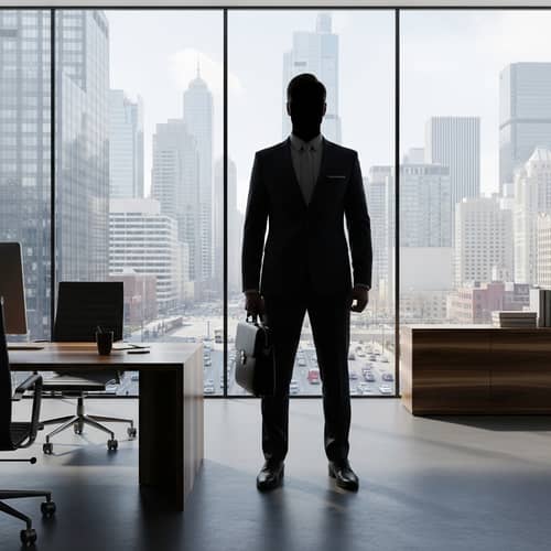 Professional Office Scene with Confident Businessman