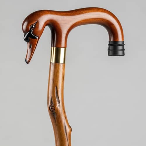 Elegant Swan Head Wooden Walking Cane - Antique Style