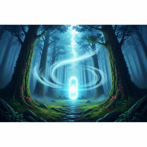 Enchanting Mystical Forest with Glowing Portal - Fantasy-Inspired Scene
