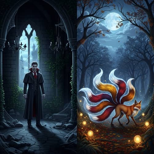 Dark Fantasy: Vampire & Nine-Tailed Fox Spirit Encounter