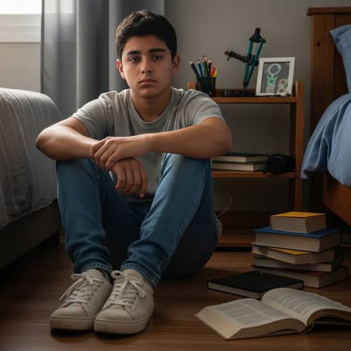Thoughtful Hispanic Adolescent Boy Contemplating Future