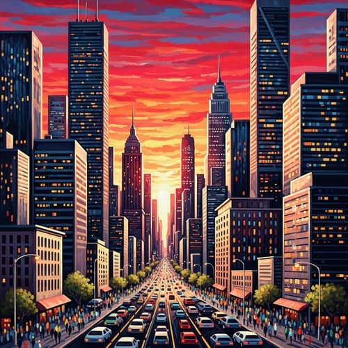 Vibrant Cityscape Painting | Abstract Urban Art