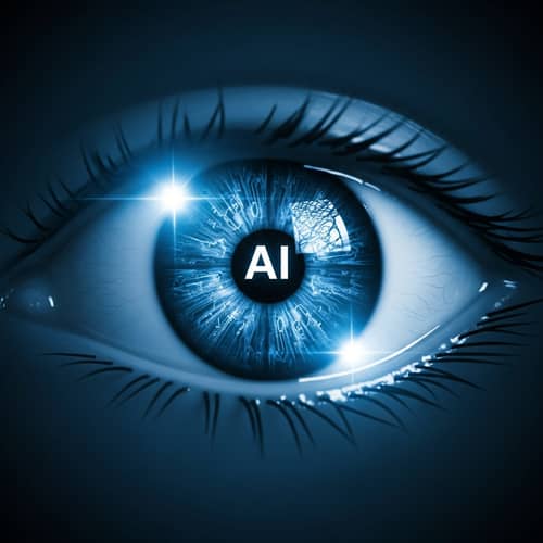 Futuristic AI Eye Design in Dark Blue Tones