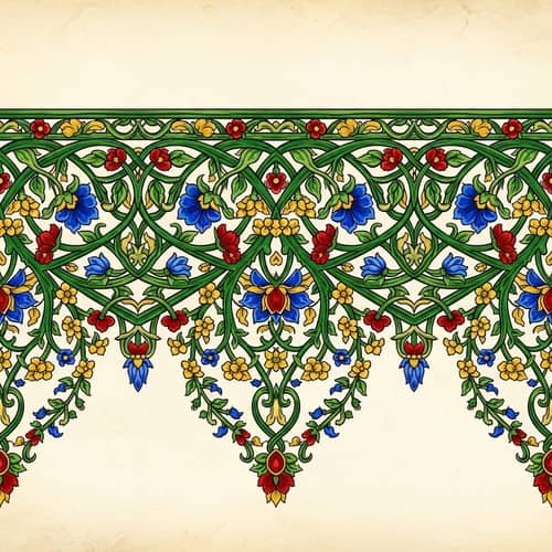 Ornate Floral Border Design with Intricate Vines and Flowers