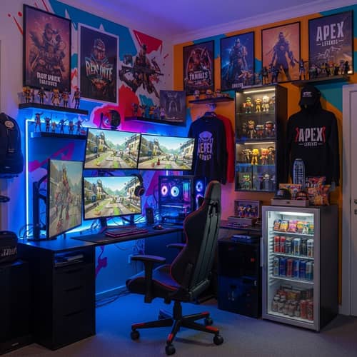 Fortnite-inspired Gaming Room with High-Powered Setup