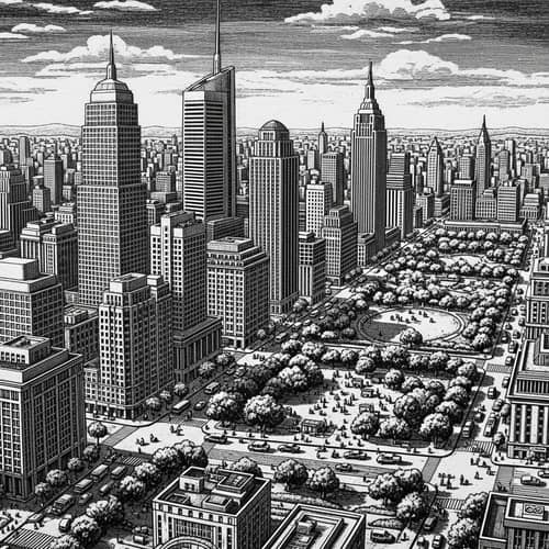 Cityscape Relief Print - Urban Landscape Art