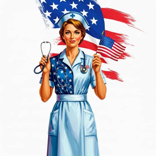 Patriotic American Nurse Artwork - A Tribute to Healthcare