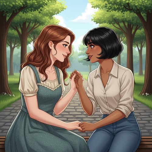 Heartwarming Friendship: Two Girls Bonding in a Serene Park