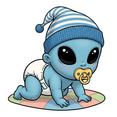 Baby Stitch | Adorable One-Month-Old Extraterrestrial Illustration
