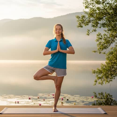 Tranquil Yoga Pose by Caucasian Girl | Mindfulness Practice