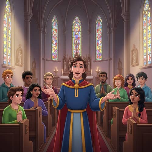 Kindness and Wisdom | Diverse Youths Praying in Traditional Church