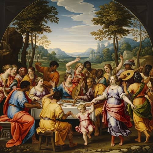 Renaissance Painting of Happiness in Ancient Style