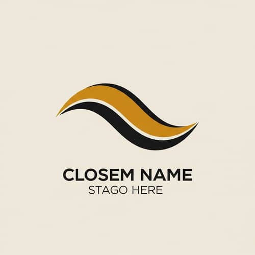 Flat Geometric Logo Design with Curved Wave Shape