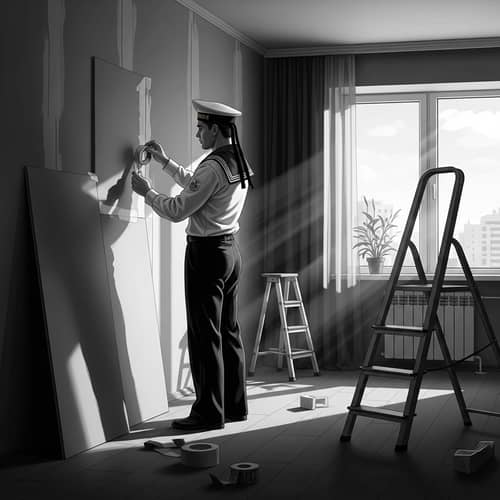 Vintage Sailor Builder in a Renovated Apartment Painting