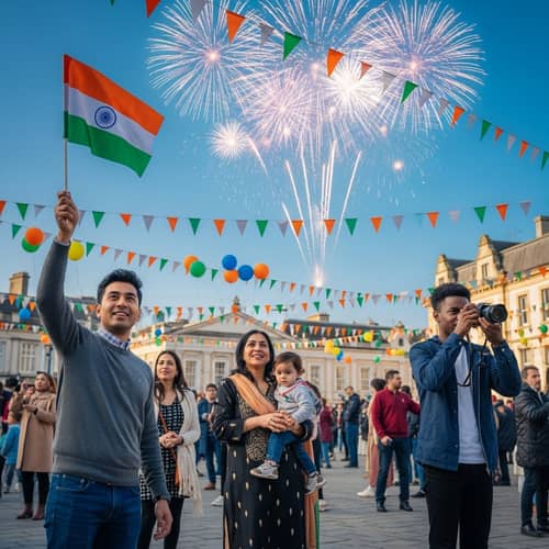 Republic Day Celebration: Diverse Crowds and Festive Atmosphere