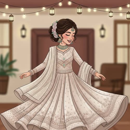 Joyous South Asian Girl in Traditional Wedding Dress