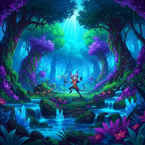 Mystical Creature in Vibrant Forest - Fantasy-Inspired Beauty