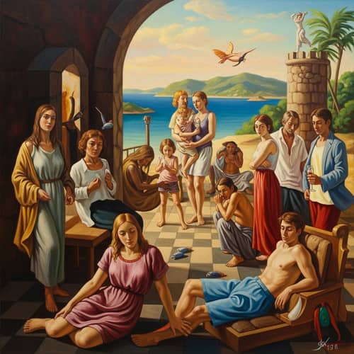 Surrealistic Summer Romance Oil Painting