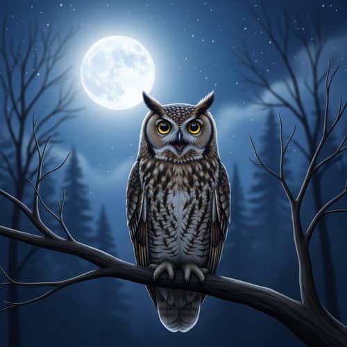 Enchanting Owl Under Moonlit Sky
