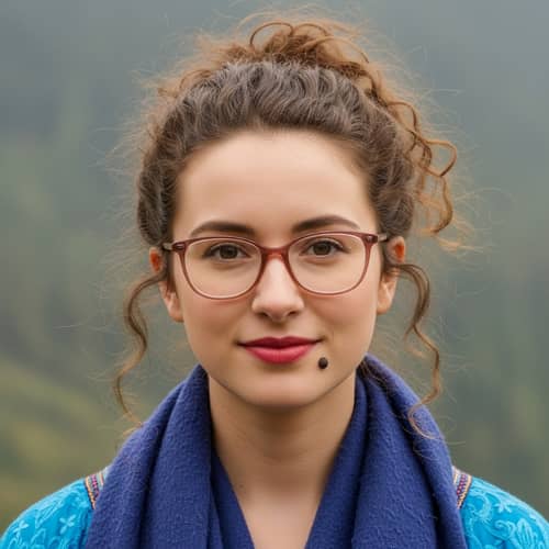 Portrait of Young Australian Woman with Light Brown Curly Hair