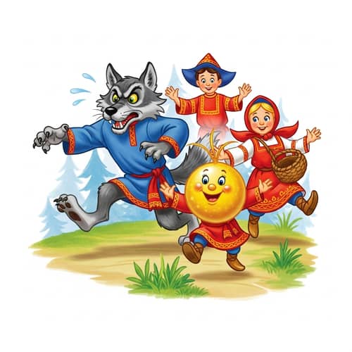 Action-Packed Kolobok and Wolf Story