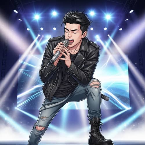 Young South Korean Male Singer Performing Live on Stage