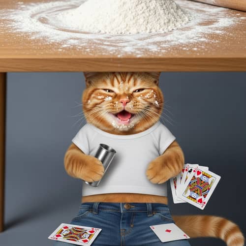 Playful Red Cat with Baking Shenanigans