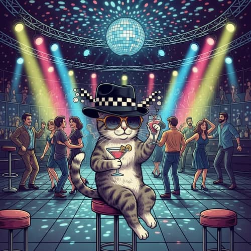Silly Hat Cat at Disco: Fun, Excitement, Absurdity