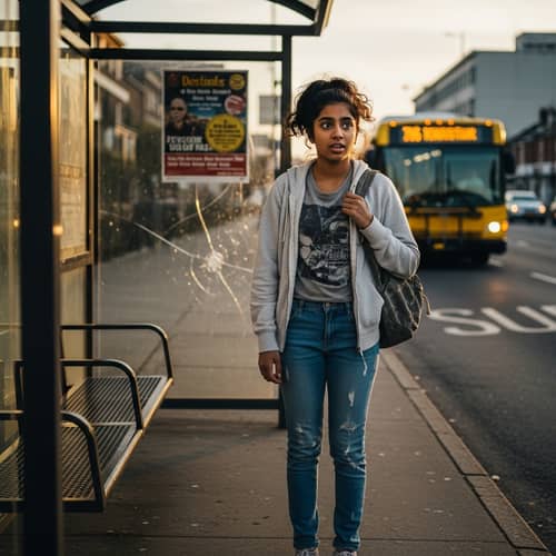Adventurous 15-Year-Old Girl Sneaking on Board the Bus
