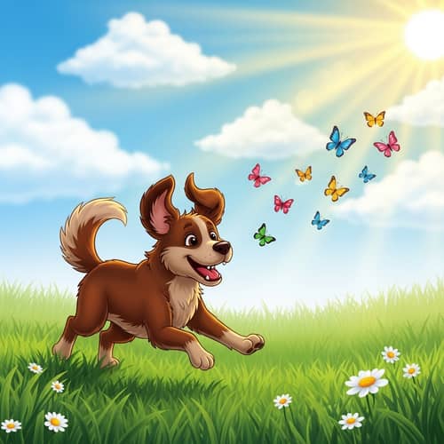 Playful Brown Dog Running in Lush Green Field | Site Name