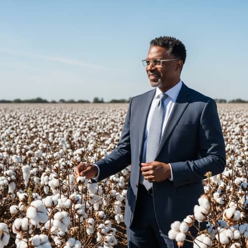 Dignified African American Man in Cotton Field