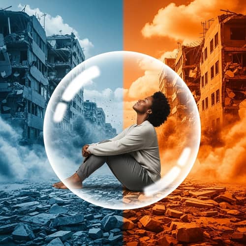 Contrast Between Peace and Chaos - A Visual Representation