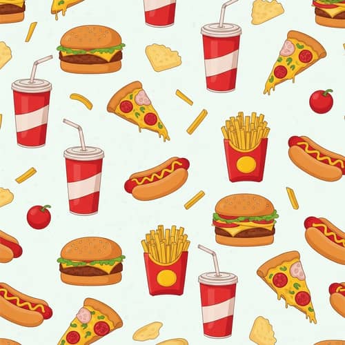 Vibrant Fast Food Wallpaper Design