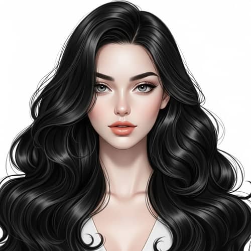 Radiant Woman with Pale Skin, Grey Eyes, and Full Lips