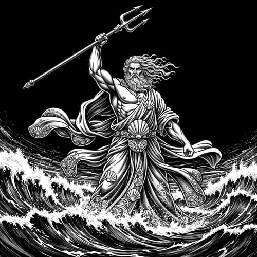 Poseidon Artistic Black and White Representation