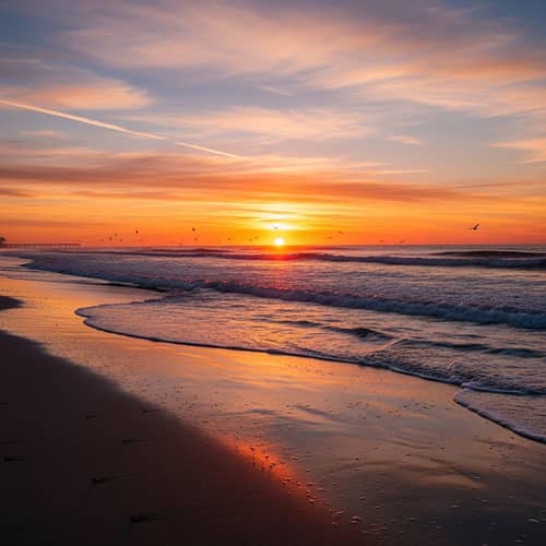 Vibrant Summer Sunset Over Serene Beach