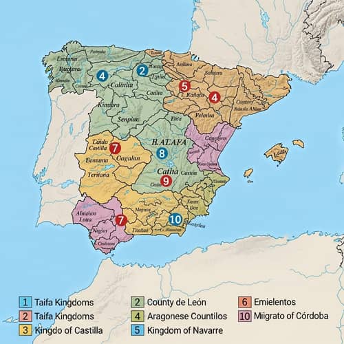 Iberian Peninsula Map: 8th-12th Centuries Territories and Boundaries