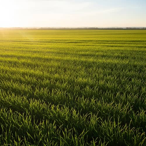 Tranquil Green Field Bathed in Sunlight