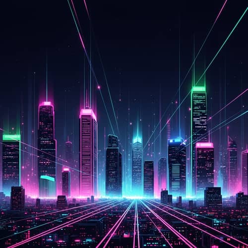 Neon Cityscape | Abstract Modern Artwork