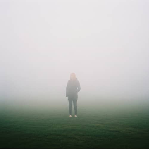 Mysterious Figure Emerging from Mist | Vintage Impressionistic Scene