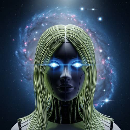 Feminine Robot Art: Surreal Science Fiction Digital Piece