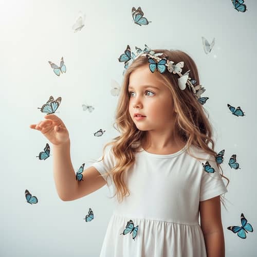 Blonde Girl with Butterflies – Ethereal Beauty